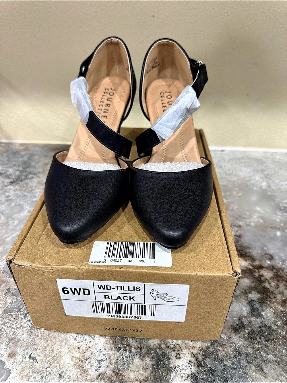Journee Collection WD-TILLIS Pointed Toe Heels in Black US 6W NWT